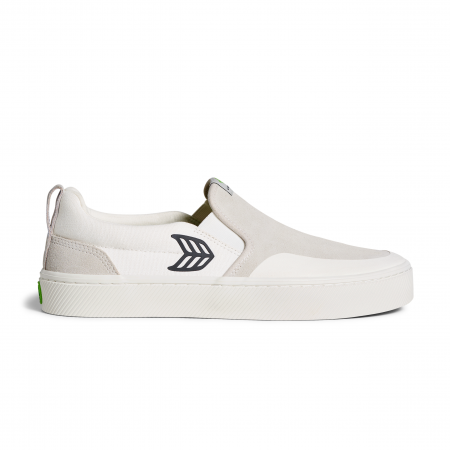 Cariuma-SLIP ON Skate PRO Off-White Canvas Vintage White Suede Black Logo  - 9,5/42