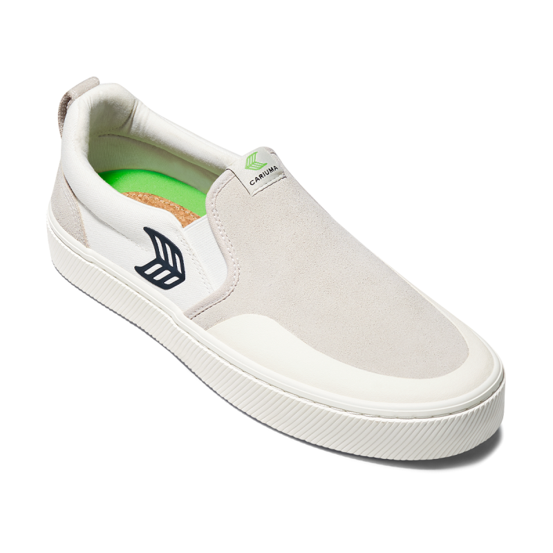 Cariuma-SLIP ON Skate PRO Off-White Canvas Vintage White Suede Black Logo  - 9,5/42