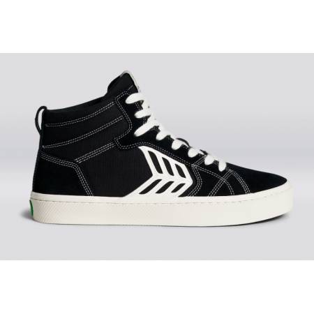 Cariuma-CATIBA PRO High Skate Black Suede and Canvas Contrast Thread Ivory Logo Sneaker -8/40,5