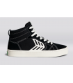 Cariuma-CATIBA PRO High Skate Black Suede and Canvas Contrast Thread Ivory Logo Sneaker -8/40,5